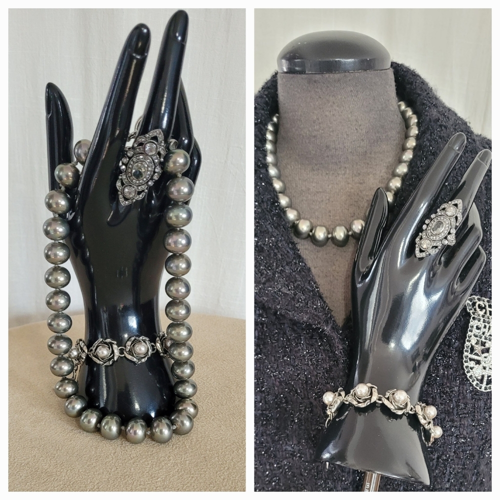 Silver Pearl Jewelry Set